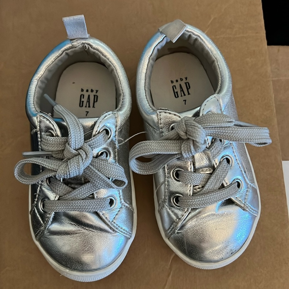 Baby Gap silver sneakers size 7